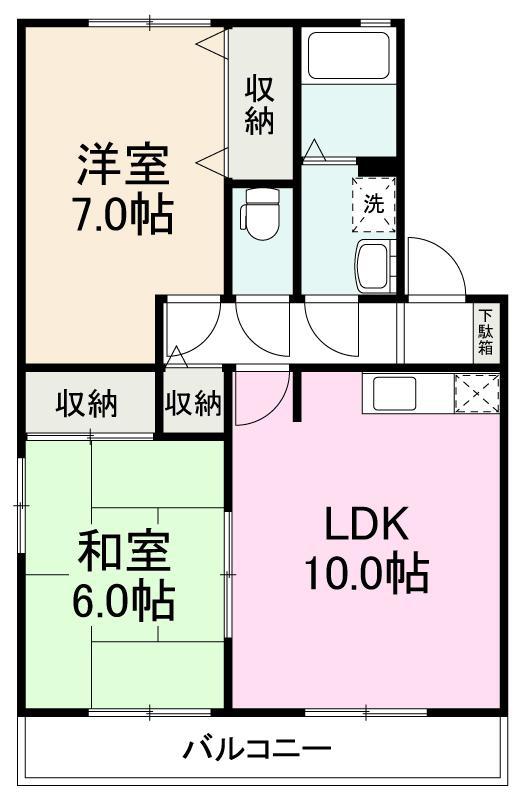 フィーレ松縄(2LDK/1階)の間取り写真