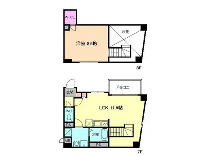 ES-GRANDE MINAMIMORIMACHI エスグランデ南森(1LDK/7階)の間取り写真