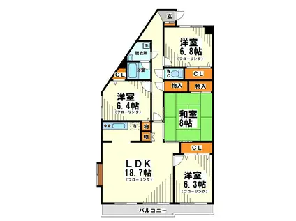 ロイヤルパレス(4LDK/1階)の間取り写真