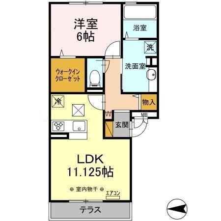 ブリランテA(1LDK/1階)の間取り写真
