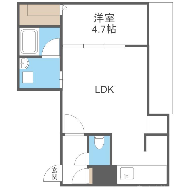 カレラ学園前(1LDK/2階)の間取り写真