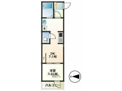 GRAND FORET(1DK/1階)の間取り写真