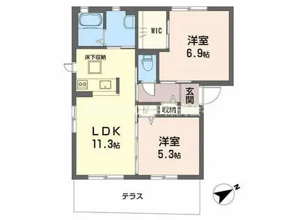ティアラ駅南C(2LDK/1階)の間取り写真