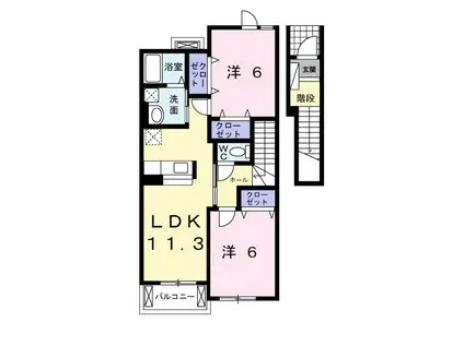 ウィル プランドール(2LDK/2階)の間取り写真