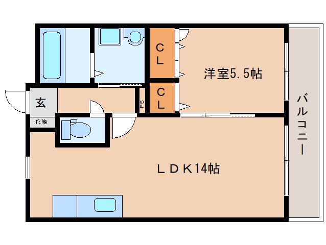 上東マンション(1LDK/4階)の間取り写真