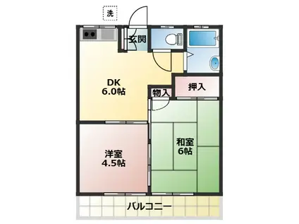 マーシャルハイツ矢崎(2DK/1階)の間取り写真