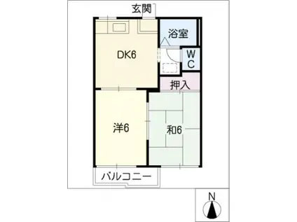 ガーデンハウス郷中A・B(2DK/1階)の間取り写真