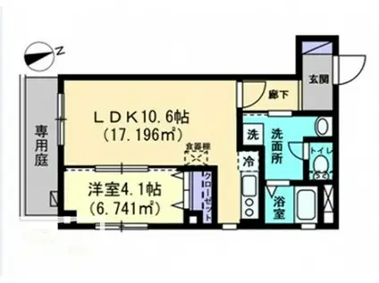 プレミール亀岡(1LDK/1階)の間取り写真