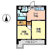 エムズハウス栄(2DK/7階)の間取り写真