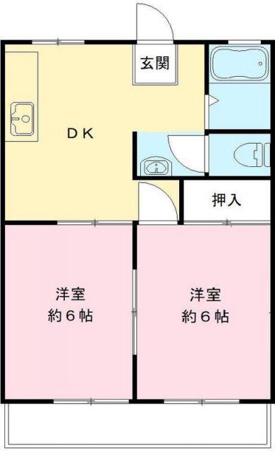 メールハイツB(2DK/1階)の間取り写真