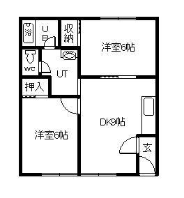 ラポール秋月(2DK/2階)の間取り写真