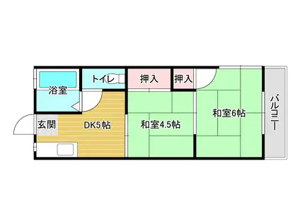 富田林ハイツ(2DK/1階)の間取り写真