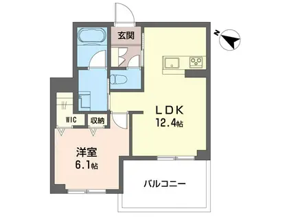 ジョイアスガード浦和美園(1LDK/1階)の間取り写真