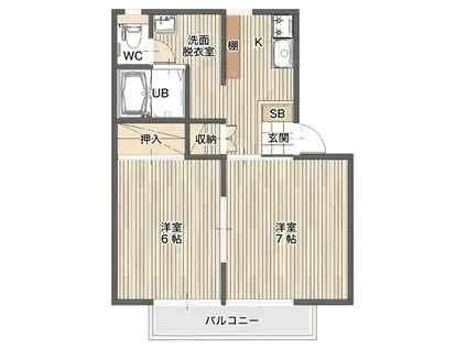 パナハイツユー(2K/2階)の間取り写真