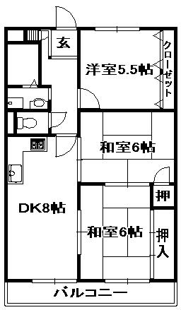 グリーンヒル3(3DK/1階)の間取り写真