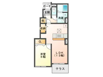 ランドマーク 0826 I・II・III(1LDK/1階)の間取り写真