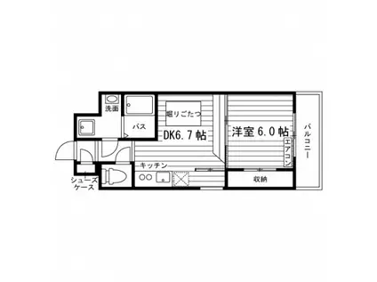 レジディア岡山駅前(1DK/2階)の間取り写真