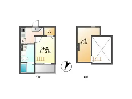 フォルゴーレII(1K/1階)の間取り写真