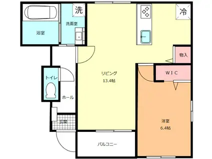 IEDES上仁井田(1LDK/1階)の間取り写真
