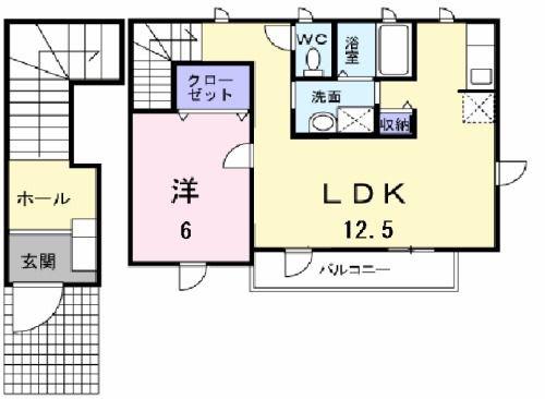 ココ・リーフ(1LDK/2階)の間取り写真