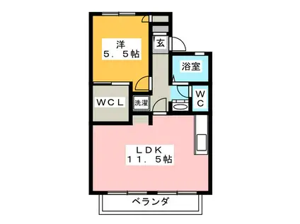 セジュールマルイチA棟(1SLDK/2階)の間取り写真