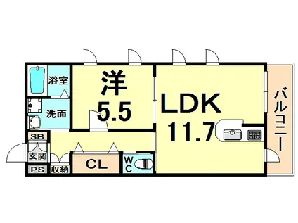 メゾン・ド・ミュリエ(1LDK/2階)の間取り写真