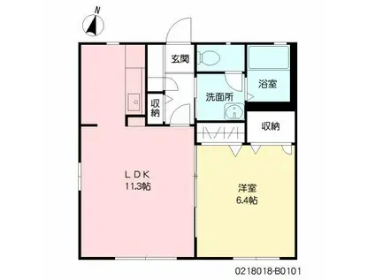 アネックススズランII B棟(1LDK/1階)の間取り写真