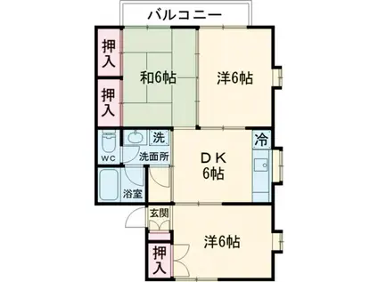 駅南ハイツA(3DK/2階)の間取り写真