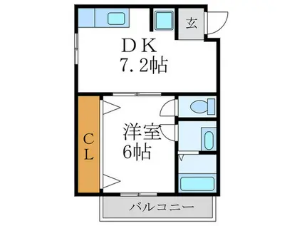ハイツM(1DK/3階)の間取り写真