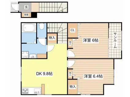 クレスト正法寺24(2DK/2階)の間取り写真