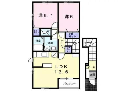 メゾン・ジェルメIII(2LDK/2階)の間取り写真