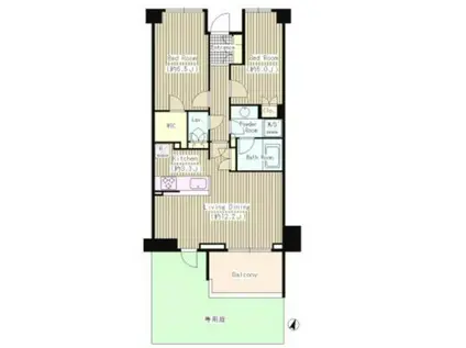 OASE用賀ウエスト(2LDK/1階)の間取り写真