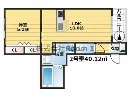 クリーンアイランド住吉・旭化成ヘーベルメゾンHEBEL HAUS(1LDK/2階)の間取り写真