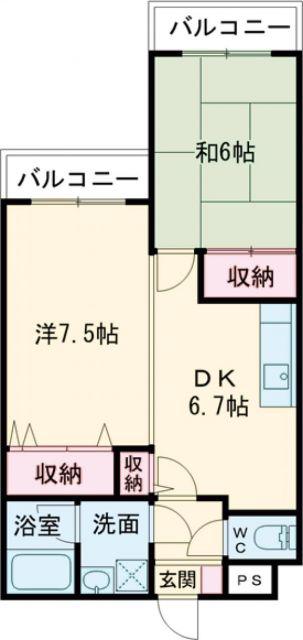 ルナポリス(2DK/3階)の間取り写真