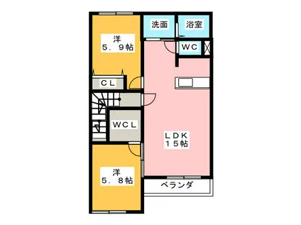 カーサ・プロニティ(2LDK/2階)の間取り写真