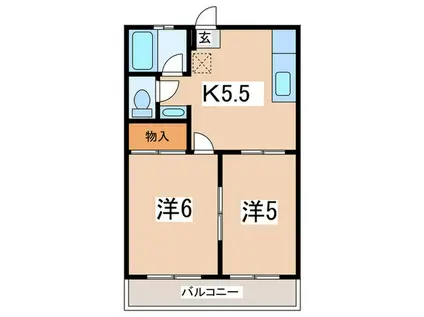 ホワイトパレス(2K/1階)の間取り写真