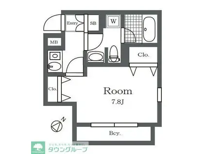 バティール喜多見(1K/1階)の間取り写真