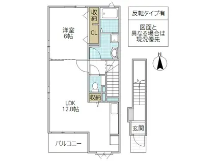 ニュー インプレスC(1LDK/2階)の間取り写真