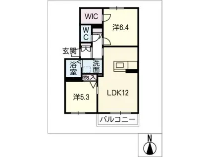 カーサ・フロレスタ(2LDK/2階)の間取り写真