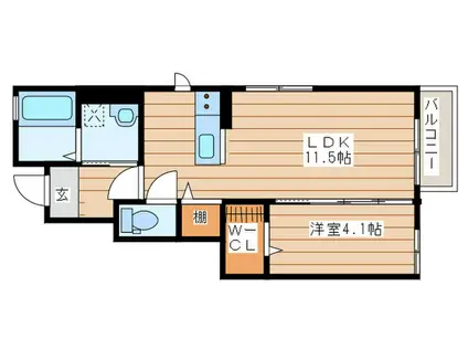 ステラ八軒小路I(1LDK/1階)の間取り写真