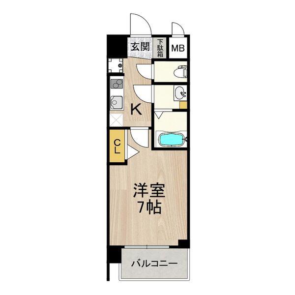 スプランディッド難波サウス(1K/7階)の間取り写真