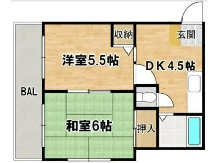 レジデンス秀峰(2DK/3階)の間取り写真