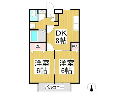 クレストヴィレッジ(2DK/1階)の間取り写真