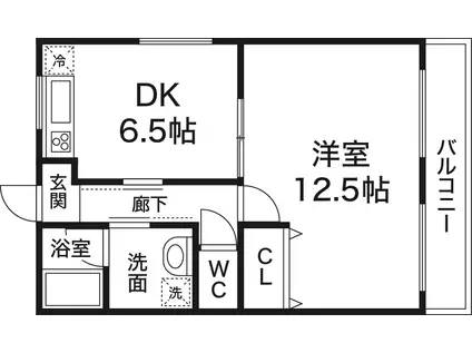 若王寺マンション(1DK/1階)の間取り写真