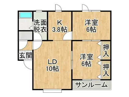 ランドスケイプII(2LDK/1階)の間取り写真