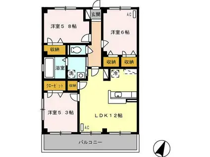 グレイスフルT(3LDK/3階)の間取り写真