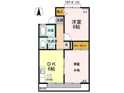 コーポシャルマン(2DK/1階)の間取り写真