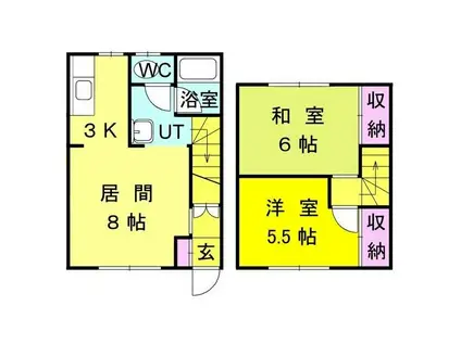 リバーサイド柳瀬C(2LDK/1階)の間取り写真