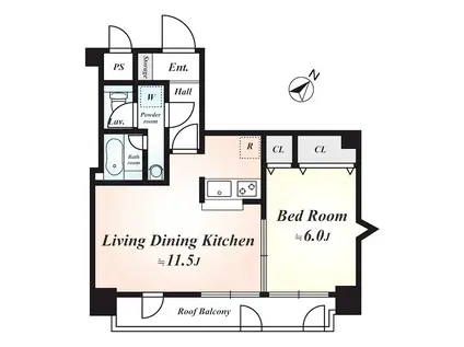 スカイコート武蔵小杉(1LDK/6階)の間取り写真