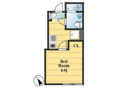 茶花ハイツ(1K/1階)の間取り写真